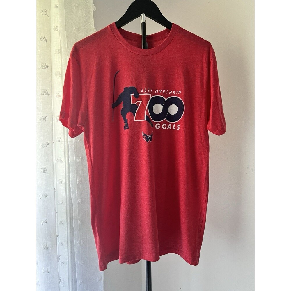 Men’s Next Level M Alex Ovechkin Capitals 700 Goals T-Shirt Red Short Sleeve NEW